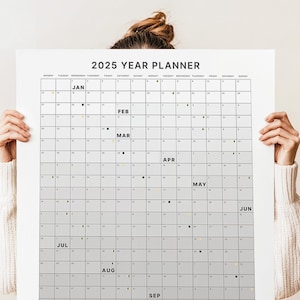 MINIMALIST Yearly Wall Planner 2025 Calendar Grid Year Calendar Printable Big Calendar Yearly 2025 Vertical Wall Calendar Big Planner Wall