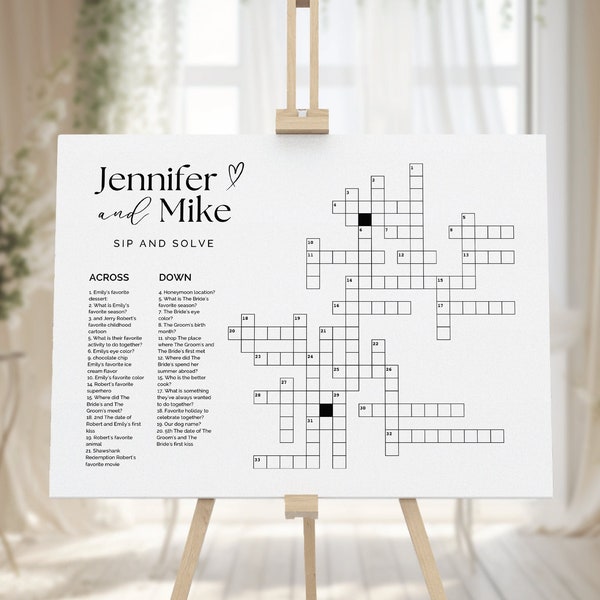 Minimalist Crossword Puzzle Wedding Crossword Template Wedding Crossword Puzzle 24 x 36 Wedding Crossword Sign Reception Game Wedding Canva