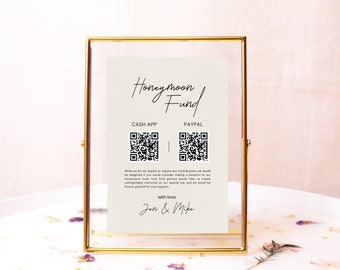 Honeymoon Fund Sign Honeymoon QR Code Sign Wedding Table Sign Wedding Honeymoon Fund QR Code Sign Venmo QR Code Sign Wedding Decor Canva diy