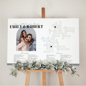 Custom Photo Wedding Crossword Puzzle Template Wedding Sign Bridal Shower Game Custom Wedding Large Sign Crossword Puzzle Bridal Party Game