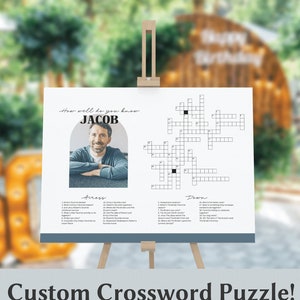 Custom Crossword Men Birthday Decoration 50th Birthday Party Decor 40th Birthday Party Decor Retirement Party Game Idea Dad Birthday Decor