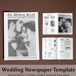 Wedding Newspaper Template Wedding Day Program Template Etsy Canada