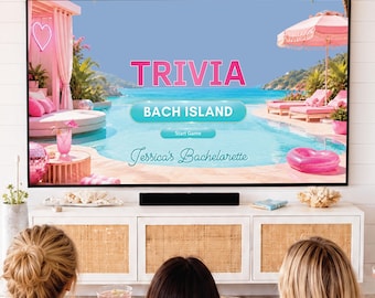 Bach Island Bachelorette Trivia Party Game Canva Trivia Quiz for Hens Night Powerpoint Game Template Canva Game Beach Bachelorette Love Trip