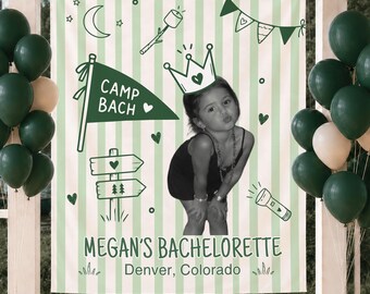 Camp Bachelorette Tapestry Wall Banner Camp Bach Personalized Decor Last Trail Before Veil Backdrop Lake Bach Camp Birthday Party Camping