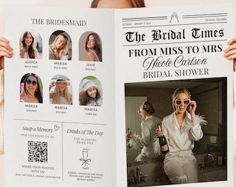 Bridal Shower Newspaper Template Bridal Shower Editable Newspaper Template For Bridal Shower Party Printable Newsprint Custom Bridal News
