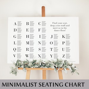 Modelo de gráfico de assentos personalizado Gráfico de assentos de casamento Modelo de casamento Gráfico de assentos Gráfico de assentos em ordem alfabética Gráfico de assentos para impressão Sinal