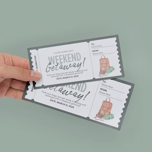Bon de voyage de camping personnalisé, cadeau de camping surprise, bon cadeau de voyage de camping, voyage en plein air, cadeau de camping surprise, carte imprimable, coupon de camping