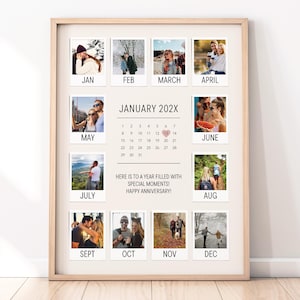 Cadeau personnalisé pour couple, impression d'anniversaire, cadeau Saint-Valentin, collage, cadeau mémorable pour partenaire, meilleur cadeau pour lui, cadeau spécial 1er anniversaire