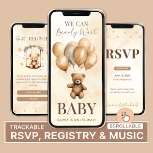 Modèle d'invitation d'invitation à une baby shower We Can Bearly Wait