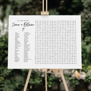 Wedding Word Search Printable Sip and Search Giant Word Search Wedding ...