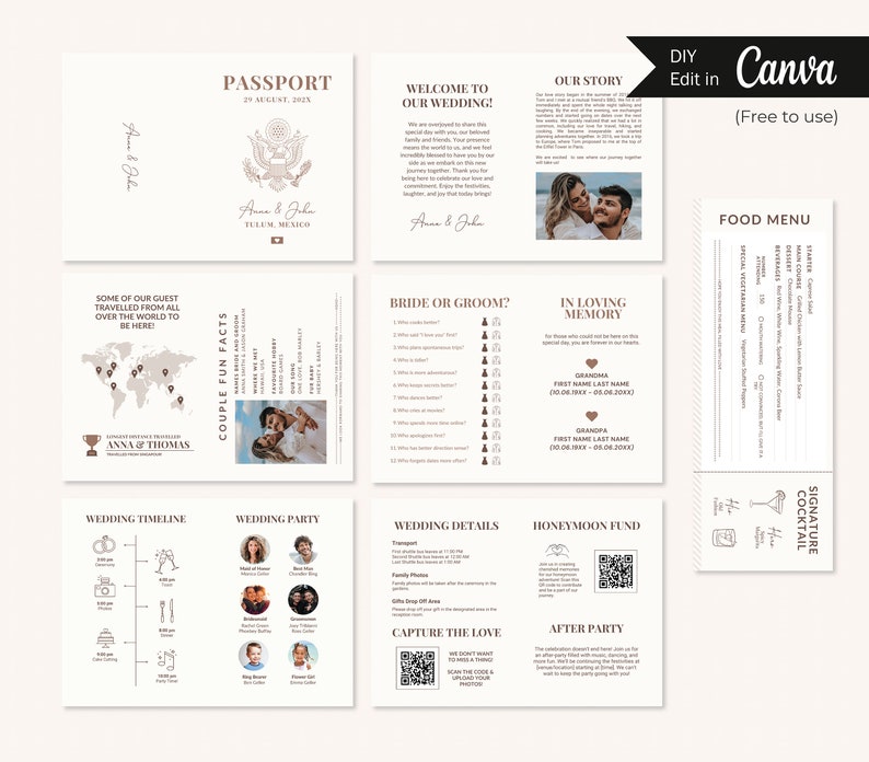 Ceremony Program Printable Wedding Program Destination Wedding DIY