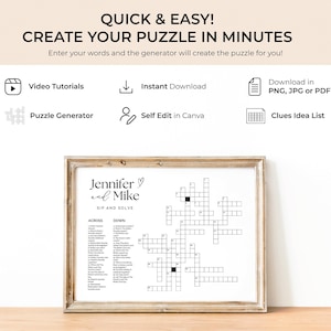 Small Custom Crossword Puzzle Wedding Custom Crossword Template Game Sip And Solve