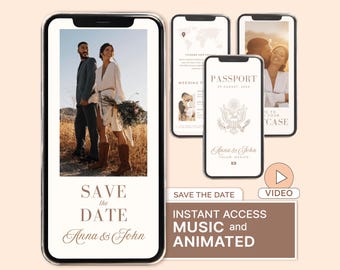 Passport Save the Date Destination Wedding Save the Date Video Passport Wedding Invitation Save the Date Template Save the Date Passport DIY