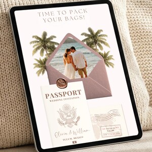 Wedding Invitation Digital Passport Editable Canva Save the Date Destination Website