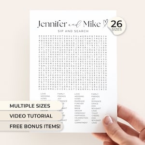 Custom Wedding Word Search Game Sip and Search Wedding Word Search ...