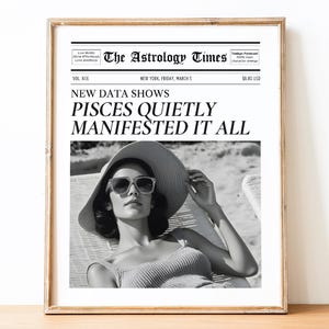 Trendy PISCES Wall Art Newspaper Poster Zodiac Pisces Quote Print Wall Art Pisces Printable Poster Pisces Wall Decor Pisces Gift for Her DIY