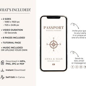 Destination Wedding Invitation Passport Wedding Invite Digital Wedding Invitation Template Passport Destination Wedding Digital Passport image 3