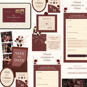 Maroon Digital Save the Date Wedding Elegant Wedding Announcement