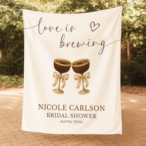 Love is Brewing Bord Grote vrijgezellenfeestbanner Vrijgezellenfeest decor vrijgezellenfeest achtergrond Koffiethema vrijgezellenfeest bewegwijzering aangepaste banner