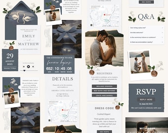Wedding Website Template Wedding Invitation Website Canva Template Wedding Invitation Vintage RSVP Website Digital Elegant Wedding Invite