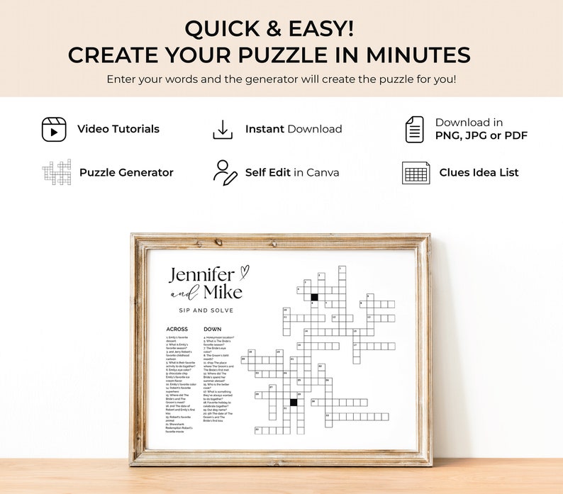 Wedding Crossword Template Minimalist Wedding Crossword Puzzle Template