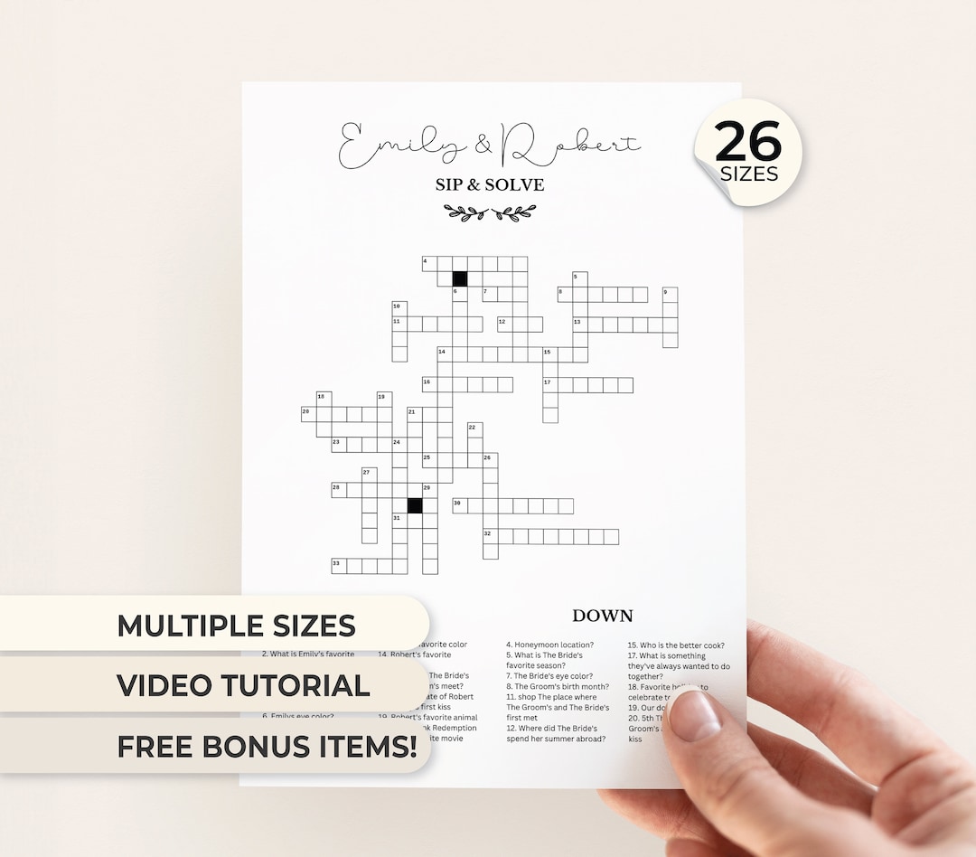 Small Cocktail Hour Crossword Wedding Crossword Puzzle Vertical Small Cocktail Hour Crossword Wedding Crossword Puzzle Vertical