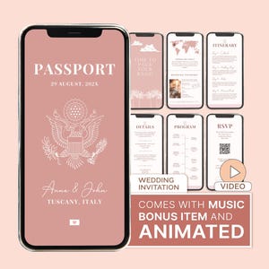 Bestemming elektronisch paspoort bruiloft uitnodiging roze digitaal paspoort huwelijksuitnodiging roze bruiloft decor uitnodiging romantisch reisthema