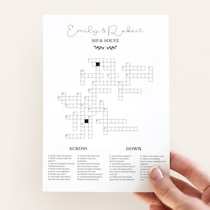 Small Cocktail Hour Crossword Wedding Crossword Puzzle Vertical Crossword Wedding Game Cocktail Hour Game Wedding Cocktail Hour Activities