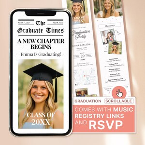 Canva Graduation Newspaper Template Graduation Invitation Newspaper Graduation Announcement Newspaper Digital Newspaper Grad School Senior