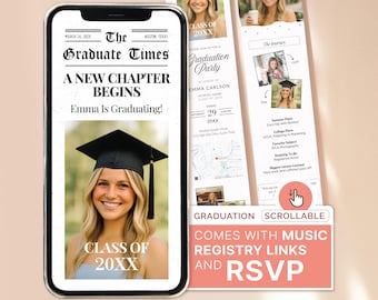 Canva Graduation Newspaper Template Graduation Invitation Newspaper Graduation Announcement Newspaper Digital Newspaper Grad School Senior