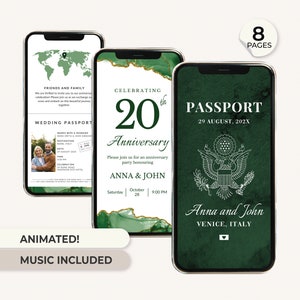 Luxury Anniversary Party Invitation Passport Custom Destination Party Invitation Anniversary Passport Invitation Anniversary Travel Party
