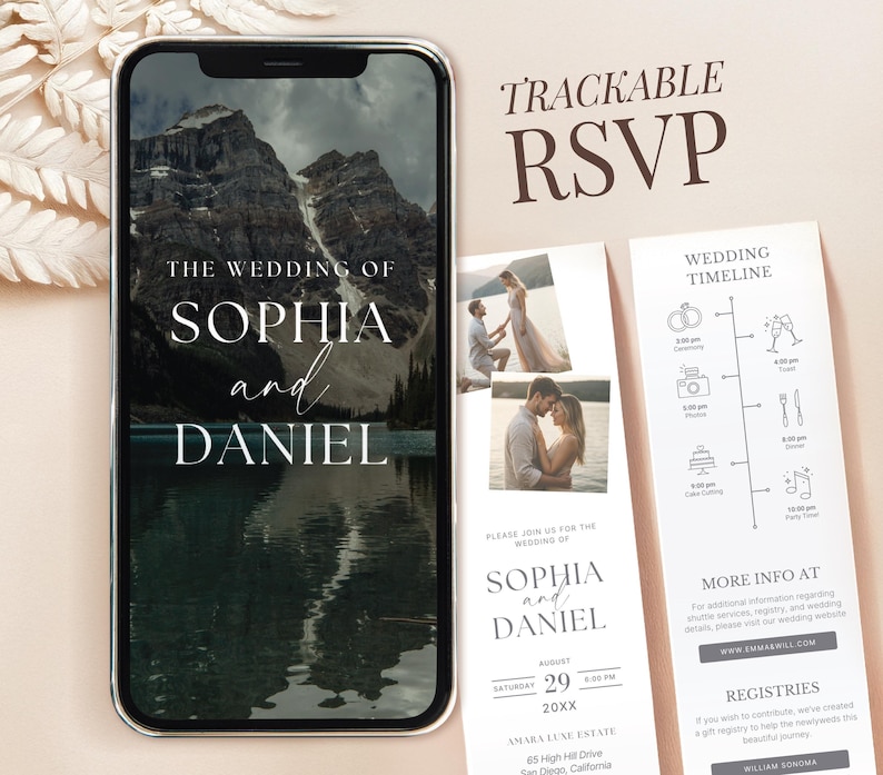 Web Invitation Canva RSVP Tracker Wedding Website Template