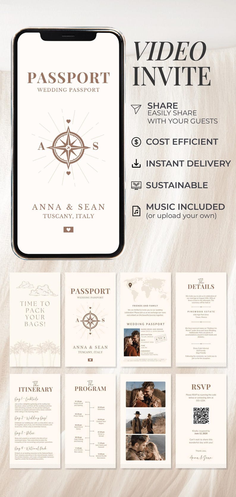 Destination Wedding Invitation Passport Wedding Invite Digital Wedding Invitation Template