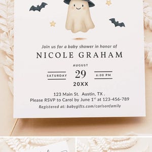 Little Boo Halloween Baby Shower Invitation Ghost Baby Shower Invite
