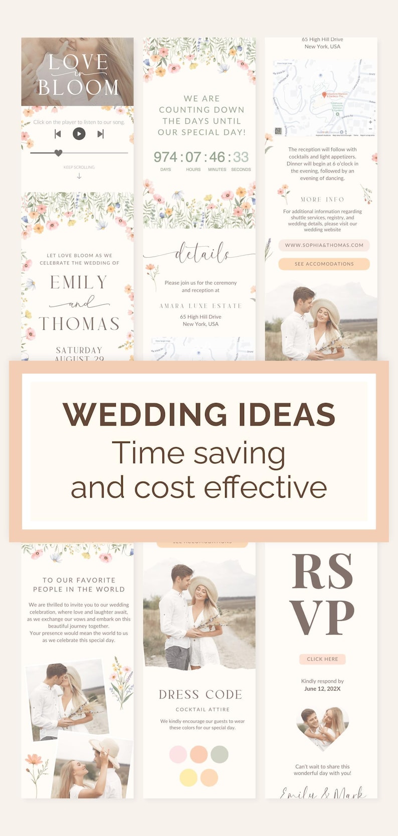Wildflower Wedding Invite Digital Flowers Wedding Invite RSVP Tracking Custom Floral Invite