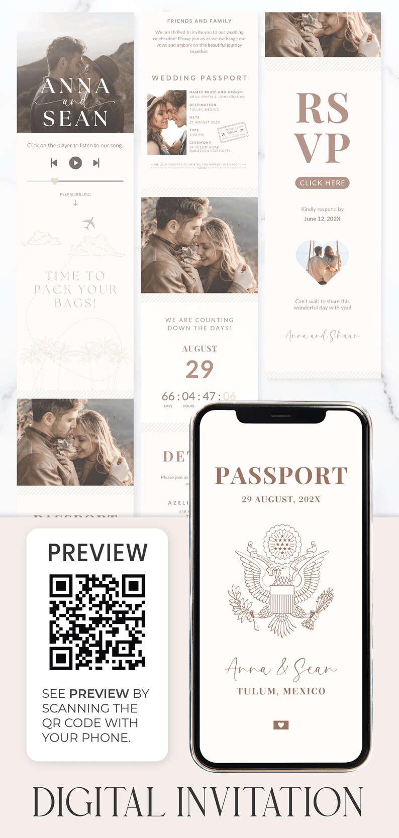 Passport Wedding Invitation Digital Wedding Invite Wedding Invitation Card