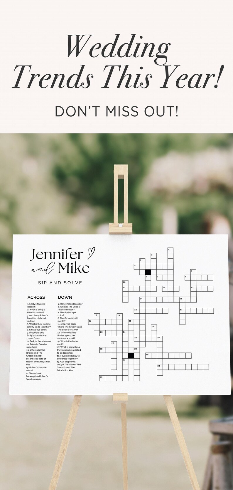 Bridal Shower Crossword Puzzle Game Bridal Shower Game