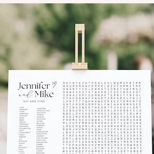 Custom Wedding Word Search Game Sip and Search Wedding Word Search Printable Word Search Puzzle Giant Word Search Template Game Wedding DIY image 8
