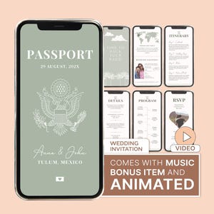 Convite de casamento com passaporte digital Tema de viagem digital Decoração de casamento Convite de viagem Passaporte Convite eletrônico Passaporte de casamento DIY