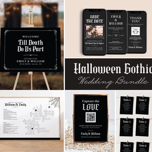 Halloween Wedding Decor Halloween Sign Wedding Gothic Decor Sign Till Death Do Us Part Wedding Gothic Invitation Dark Wedding Theme Bundle