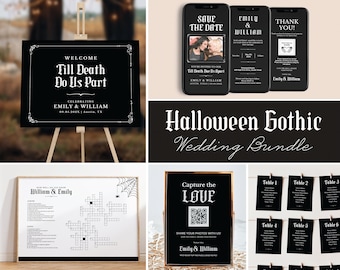 Halloween Wedding Decor Halloween Sign Wedding Gothic Decor Sign Till Death Do Us Part Wedding Gothic Invitation Dark Wedding Theme Bundle