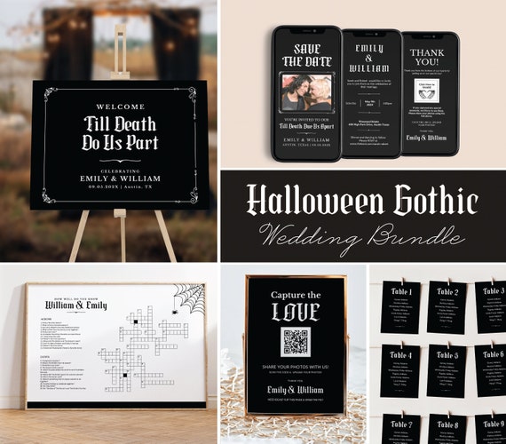 Halloween Wedding Decor Halloween Sign Wedding Gothic Decor Sign Till Death Do Us Part Wedding Gothic Invitation Dark Wedding Theme Bundle