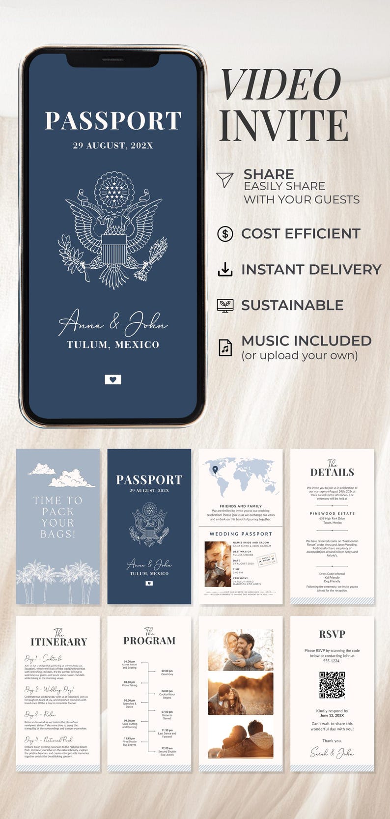 Wedding Passport Invitation Digital Save The Date Wedding Boarding Pass Custom