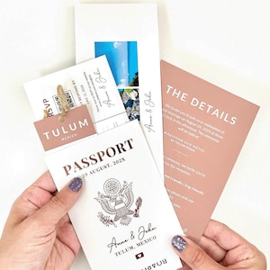 Modèle de faire-part de mariage à destination Modèle de passeport de destination de mariage Invitation de mariage Passeport Modèle de carte d'embarquement personnalisé DIY