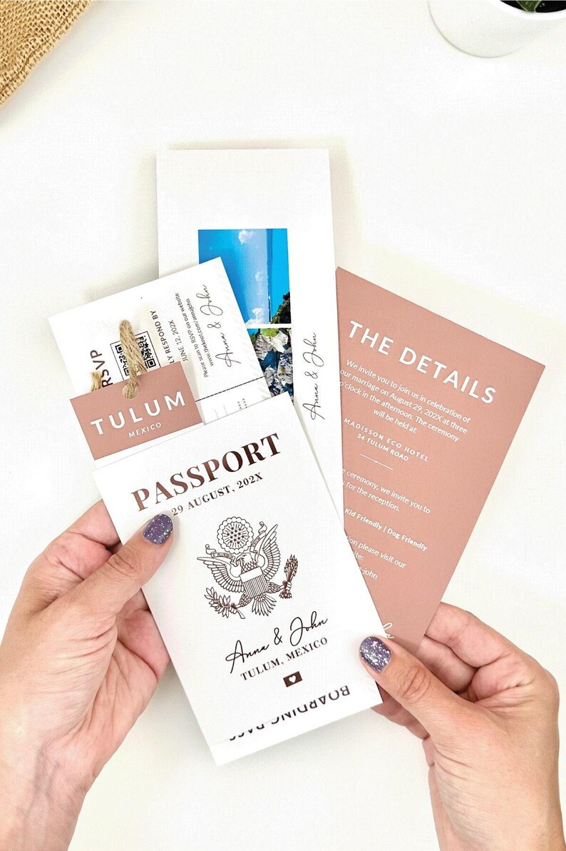 Destination Wedding Invitation Template Wedding Destination Passport Template Invitation Passport Wedding Custom Boarding Pass Template DIY image 1