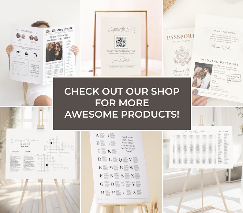 Custom Wedding Word Search Game Sip and Search Wedding Word Search Printable Word Search Puzzle Giant Word Search Template Game Wedding DIY image 9