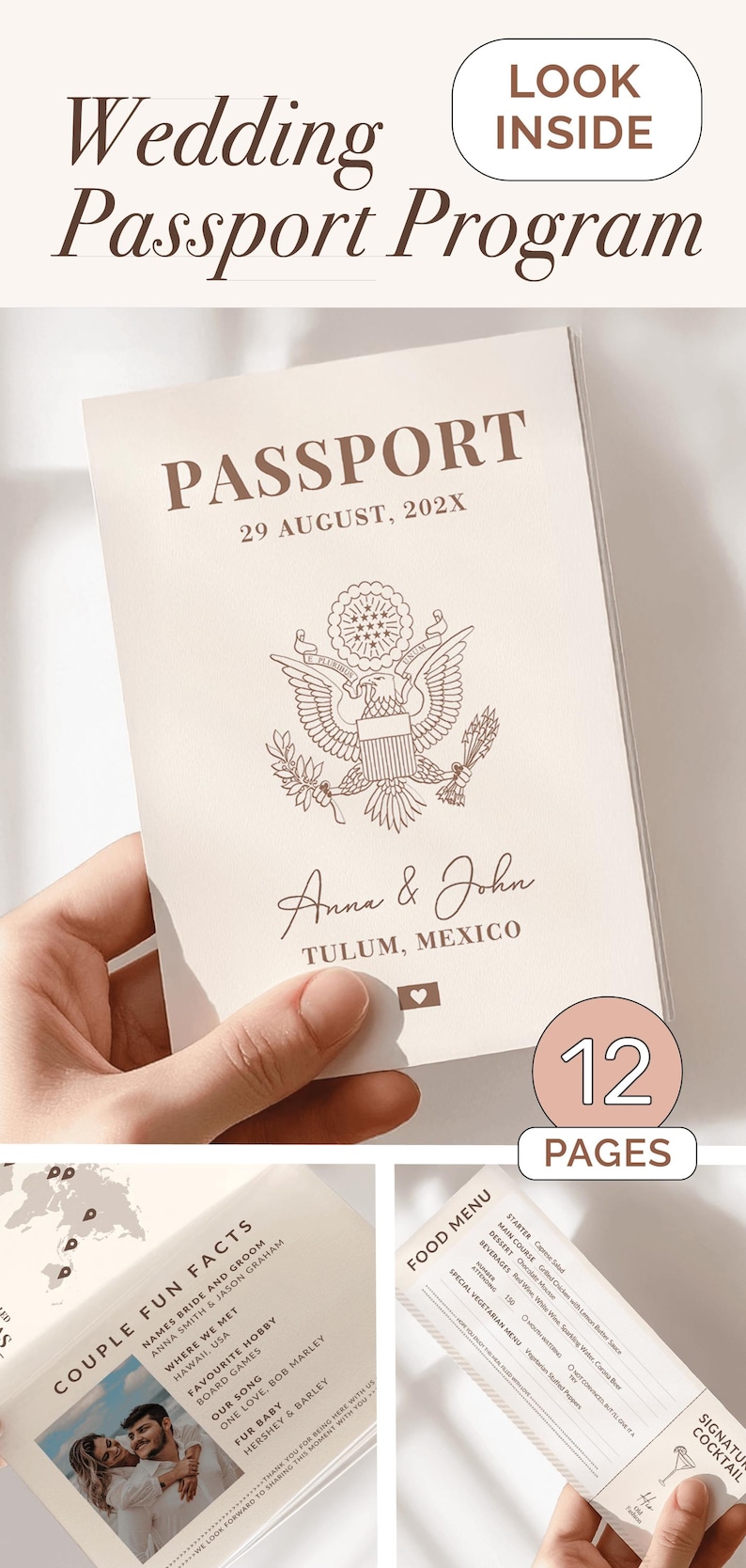 Wedding Program Passport Wedding Ceremony Program