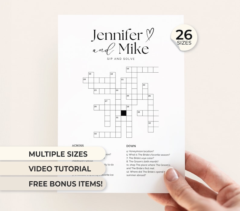 24 x 36 Wedding Crossword Sign Reception Game Wedding Canva