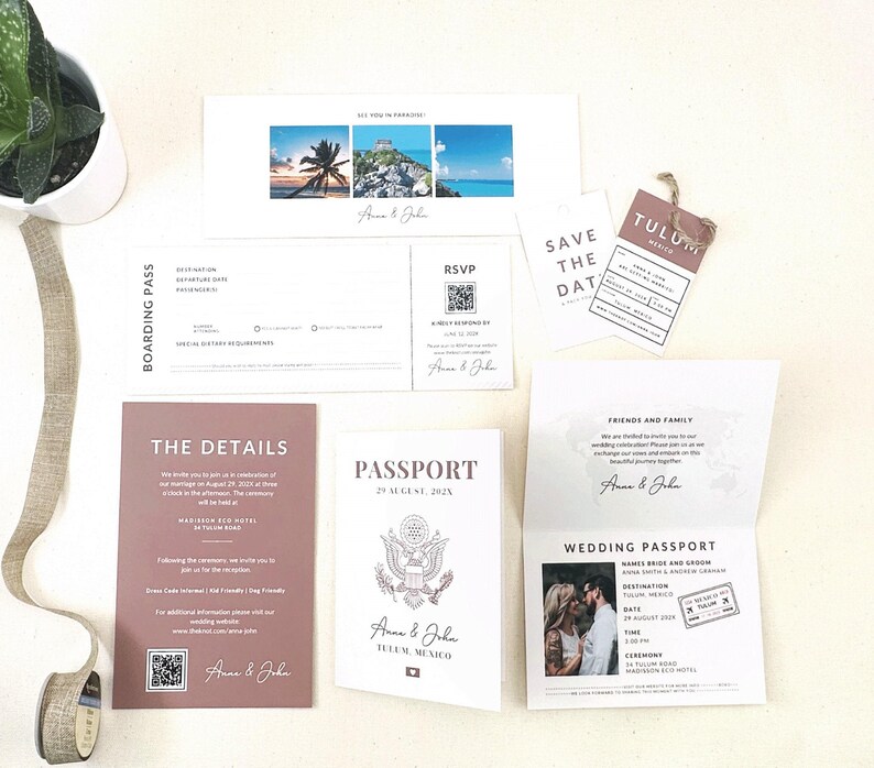 Destination Wedding Invitation Passport Template Boarding Pass Invitation
