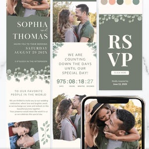 Green Wedding Invitation Electronic Invitation Boho Wedding